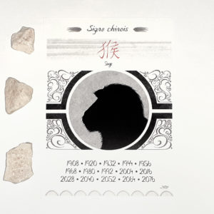 Jessy Megan carte postale signe chinois singe