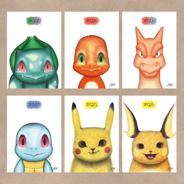 Portraits réalistes Pokémons prints