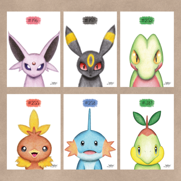 Portraits réalistes Pokémons prints
