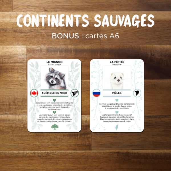 Continents Sauvages - jeu des 7 familles - cartes A6